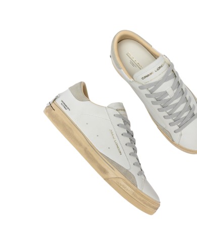 Sneakers Crime London Uomo Distressed 2.0 Leather Suede White Light grey