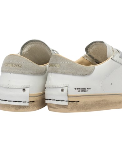 Sneakers Crime London Uomo Distressed 2.0 Leather Suede White Light grey