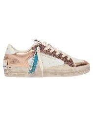 Sneakers Crime London Donna Sk8 Deluxe Glitter Leather White Rose Gold Sweet Like Honey