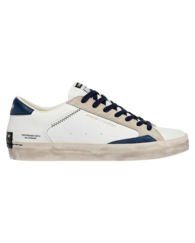 Sneakers Crime London Uomo Distressed Low Leather Suede White Navy Blue