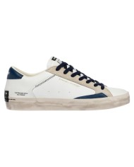 Sneakers Crime London Uomo Distressed Low Leather Suede White Navy Blue