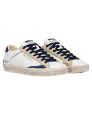 Sneakers Crime London Uomo Distressed Low Leather Suede White Navy Blue