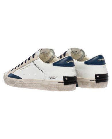 Sneakers Crime London Uomo Distressed Low Leather Suede White Navy Blue