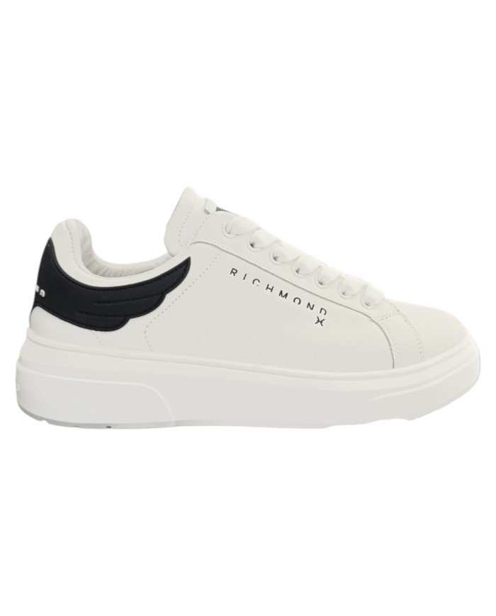 Sneaker Uomo John Richmond 31014 Action Leather New Logo Leather White Black