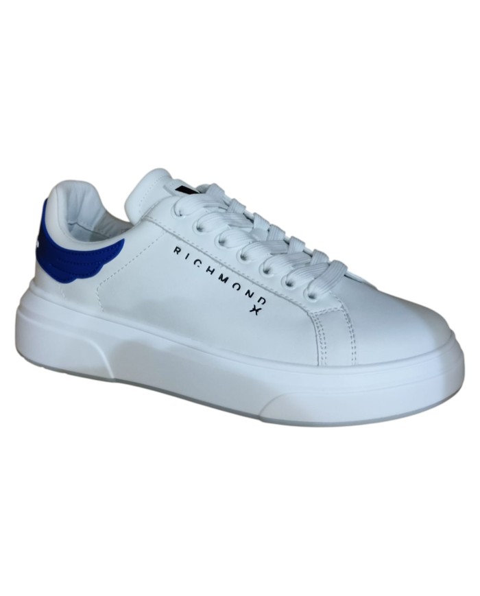 Sneaker Uomo John Richmond 31014 Action Leather New Logo Leather White Blu