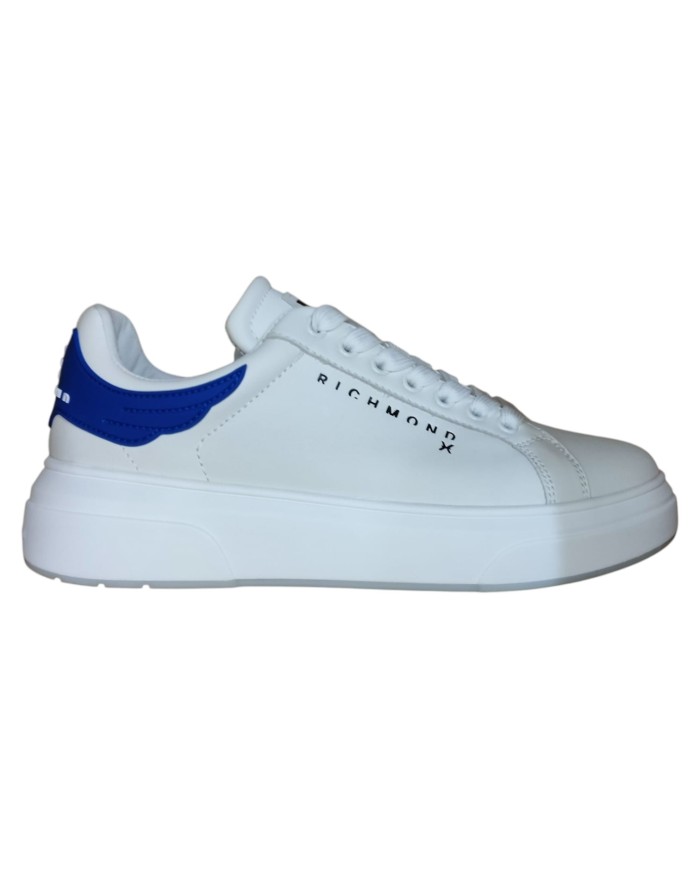 Sneaker Uomo John Richmond 31014 Action Leather New Logo Leather White Blu