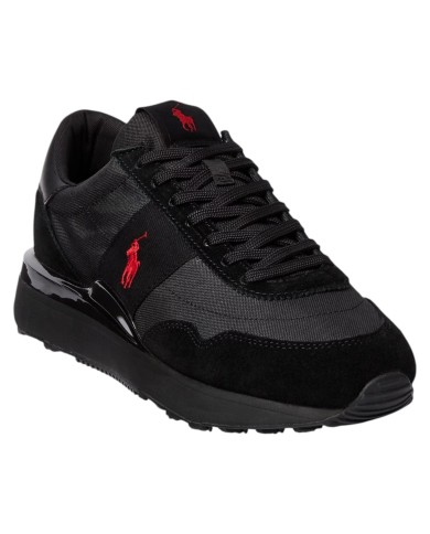 Sneaker Uomo Ralph Lauren Train 89 in Camoscio e Oxford Black Red