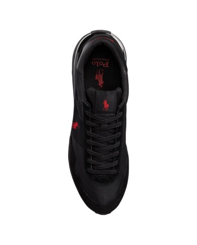 Sneaker Uomo Ralph Lauren Train 89 in Camoscio e Oxford Black Red