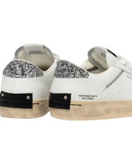 Sneaker Donna Crime London Distressed Glitter Leather White Spring Frost