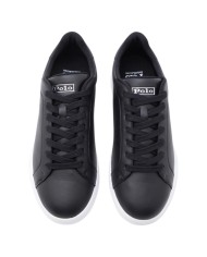 Sneake Uomo Ralph Lauren Heritage Court II Logo Leather Black White