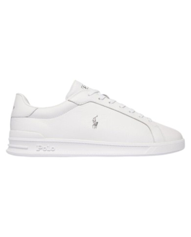 Sneake Uomo Ralph Lauren Heritage Court II Logo Leather White