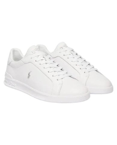 Sneake Uomo Ralph Lauren Heritage Court II Logo Leather White