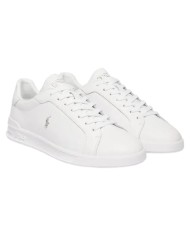 Sneake Uomo Ralph Lauren Heritage Court II Logo Leather White