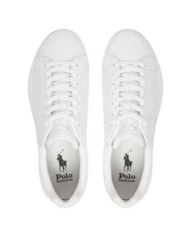 Sneake Uomo Ralph Lauren Heritage Court II Logo Leather White