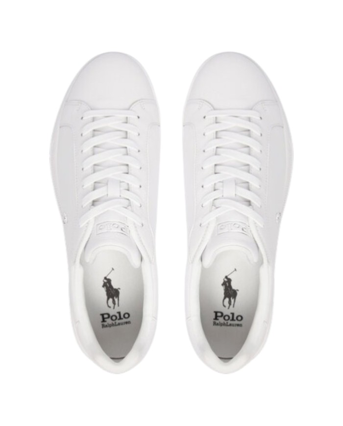 Sneake Uomo Ralph Lauren Heritage Court II Logo Leather White