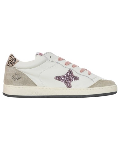 Sneakers Ama Brand Donna Sun Glitter Suede Leather White