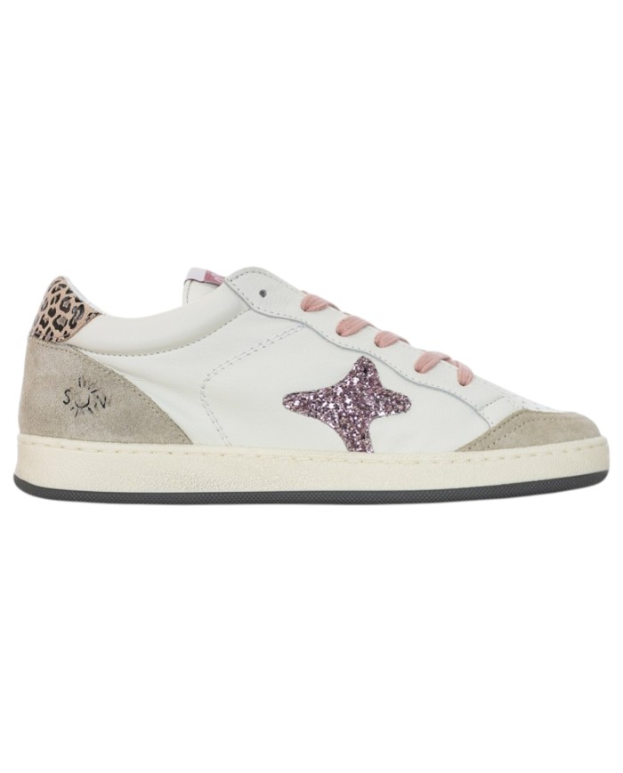 Sneakers Ama Brand Donna Sun Glitter Suede Leather White