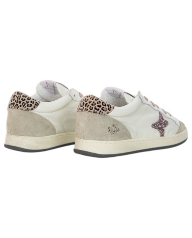 Sneakers Ama Brand Donna Sun Glitter Suede Leather White