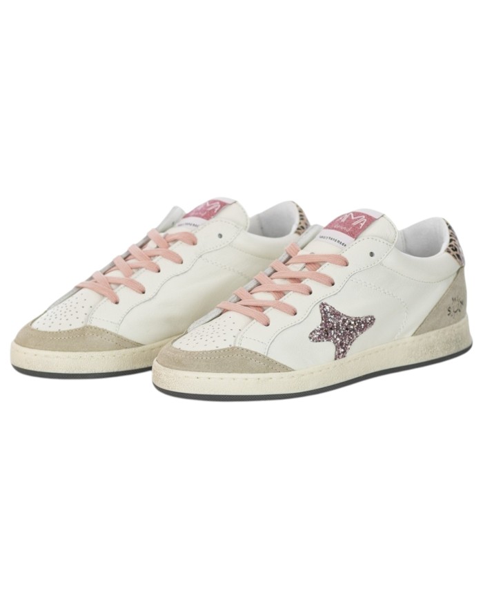 Sneakers Ama Brand Donna Sun Glitter Suede Leather White