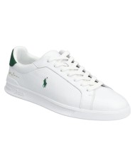 Sneake Uomo Ralph Lauren Heritage Court II Logo Leather White Green