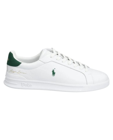 Sneake Uomo Ralph Lauren Heritage Court II Logo Leather White Green