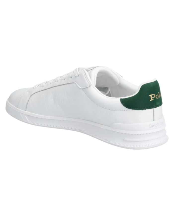 Sneake Uomo Ralph Lauren Heritage Court II Logo Leather White Green