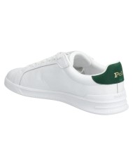 Sneake Uomo Ralph Lauren Heritage Court II Logo Leather White Green