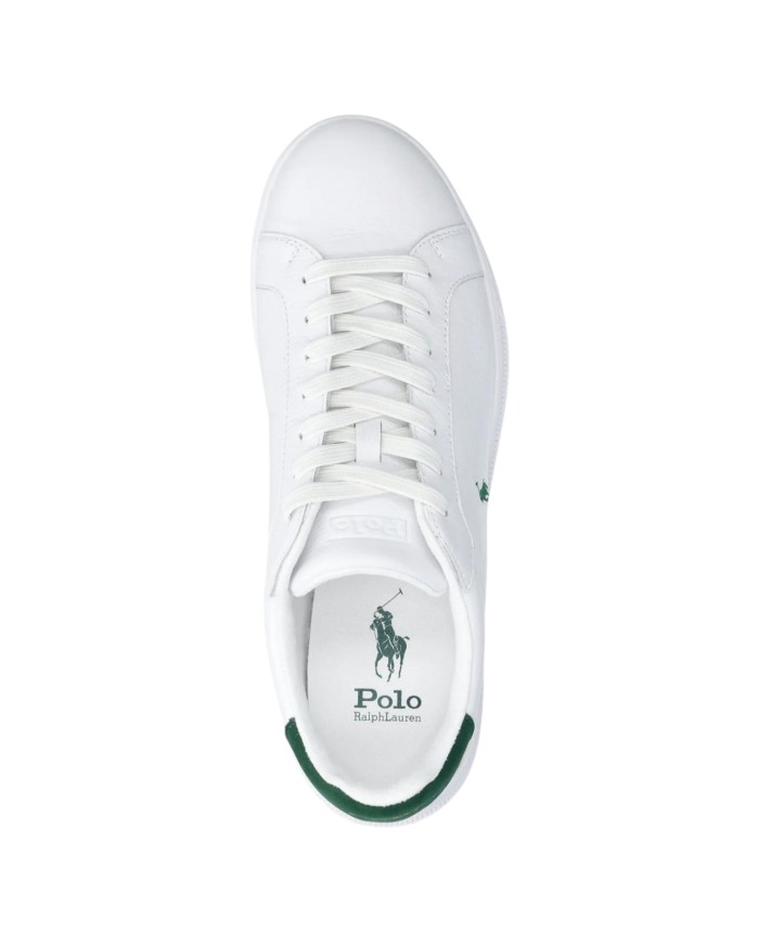 Sneake Uomo Ralph Lauren Heritage Court II Logo Leather White Green