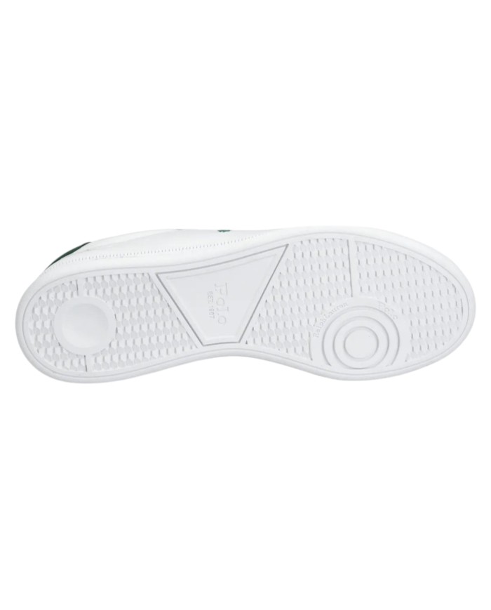 Sneake Uomo Ralph Lauren Heritage Court II Logo Leather White Green