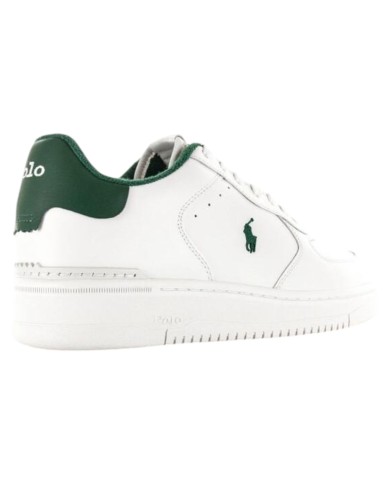Sneake Uomo Ralph Lauren Masters Court Logo Leather White Green