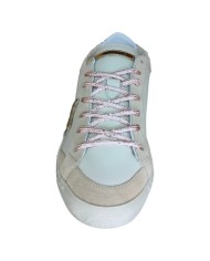 Sneakers Ama Brand Donna Sun Glitter Suede Leather White Beige