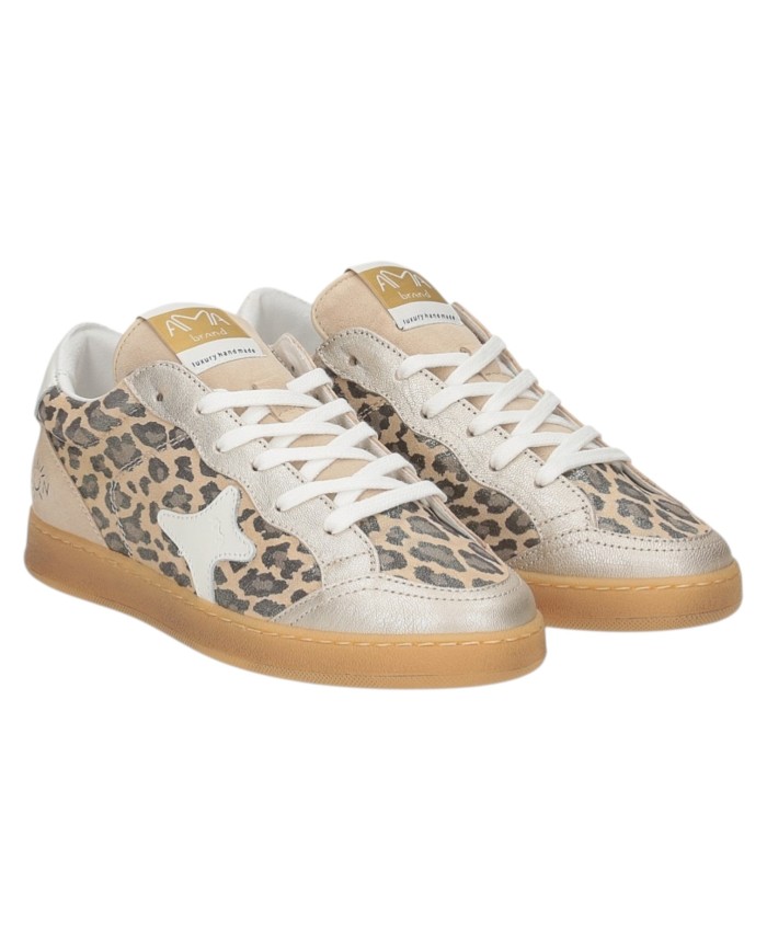 Sneakers Ama Brand Donna Sun Aniimalier Leather Beige