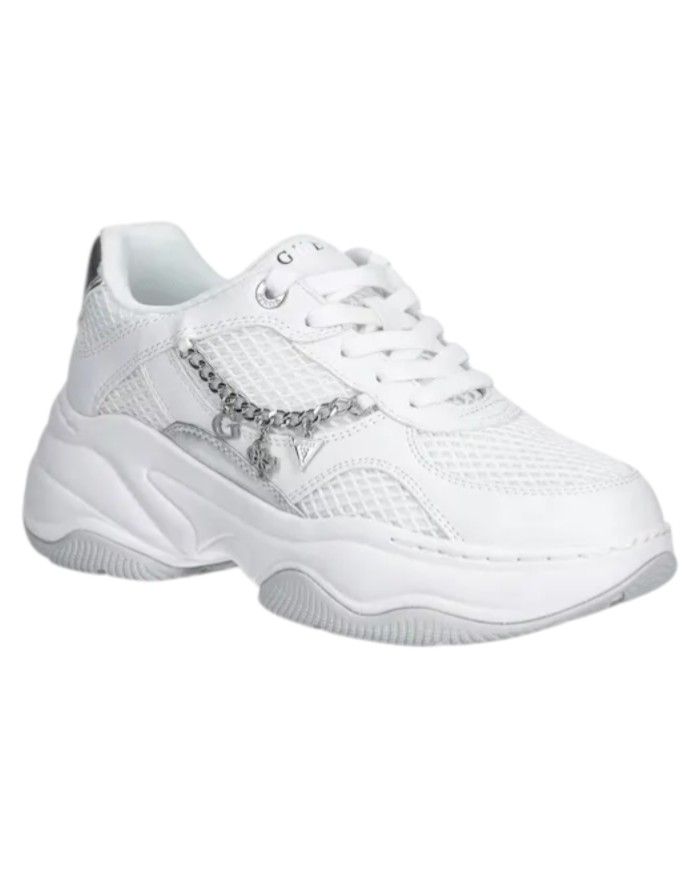 Sneakers Guess Donna Harpaa Mesh Leather White Silver