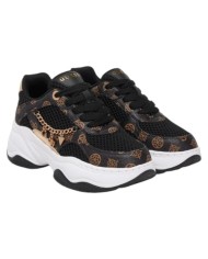 Sneakers Guess Donna Harpaa Peony Logo Mesh Leather Black Brown