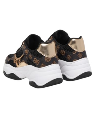 Sneakers Guess Donna Harpaa Peony Logo Mesh Leather Black Brown