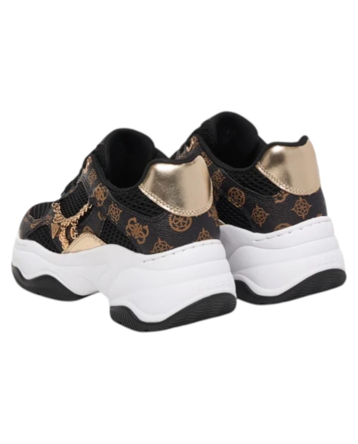 Sneakers Guess Donna Harpaa Peony Logo Mesh Leather Black Brown