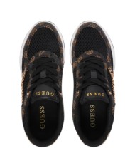 Sneakers Guess Donna Harpaa Peony Logo Mesh Leather Black Brown