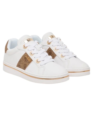 Sneakers Guess Donna Stew 4G Logo Leather White Beibr