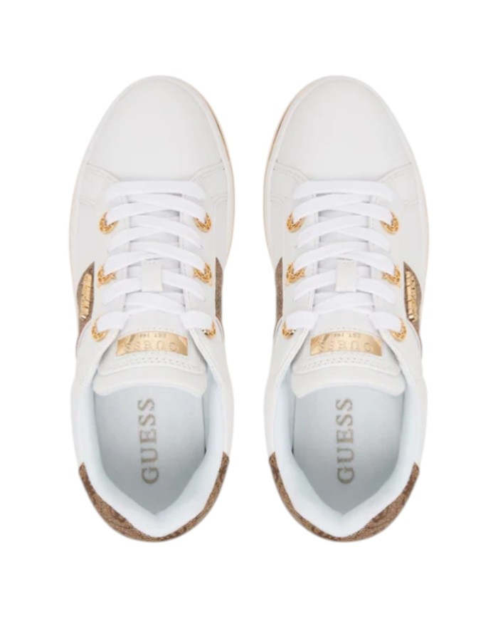 Sneakers Guess Donna Stew 4G Logo Leather White Beibr