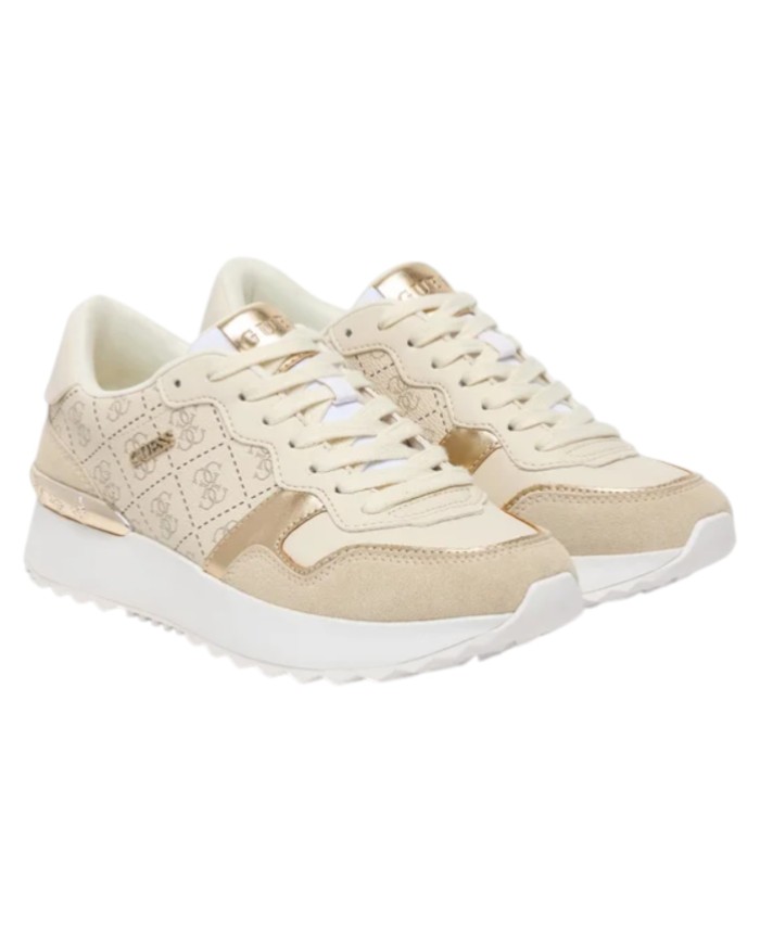 Sneakers Guess Donna Vinsa Runner 4G Logo Leather Cream Gold