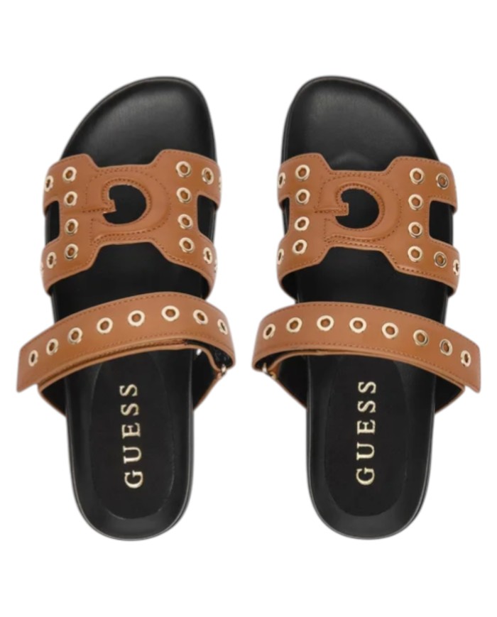 Sandalo Guess Donna Fashie Borchiate G Logo Leather Brown