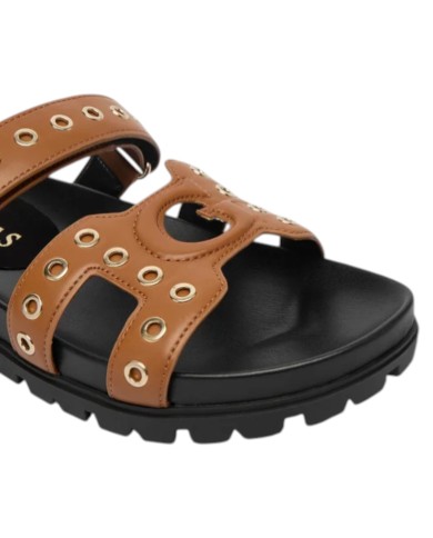 Sandalo Guess Donna Fashie Borchiate G Logo Leather Brown