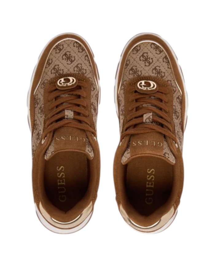 Sneakers Guess Donna Berrett 2 4G Logo Leather Camel Beige Brown