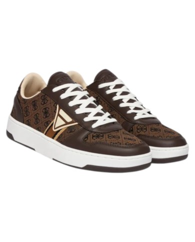Sneakers Guess Uomo Vincent 4G Triangle Logo Cotton Leather Brown
