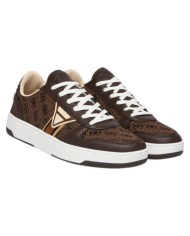 Sneakers Guess Uomo Vincent 4G Triangle Logo Cotton Leather Brown