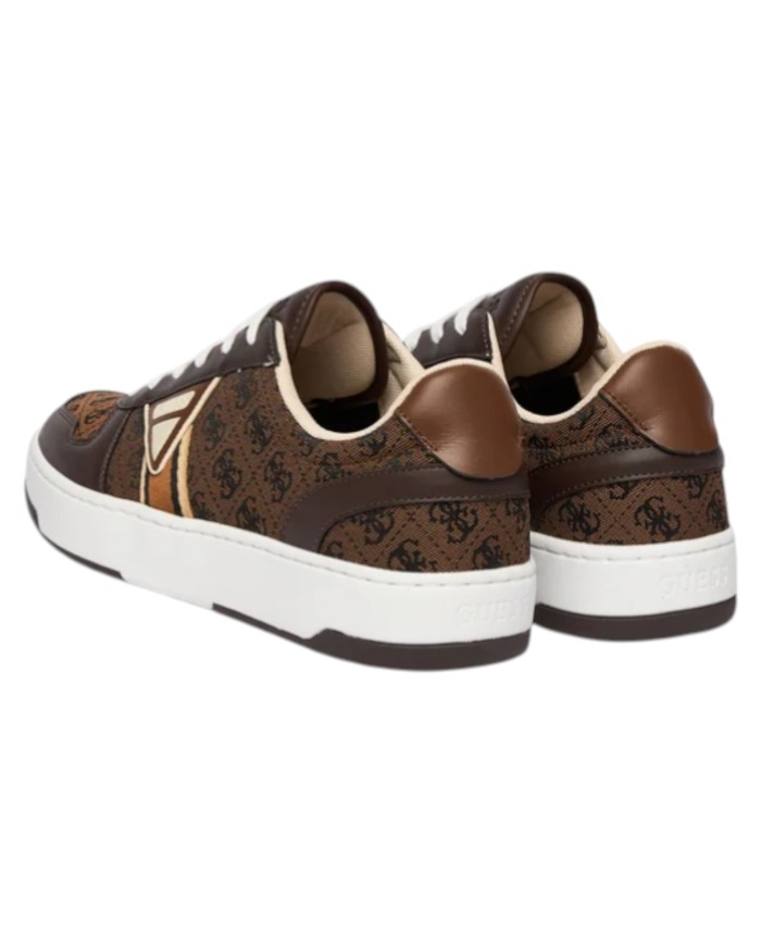 Sneakers Guess Uomo Vincent 4G Triangle Logo Cotton Leather Brown