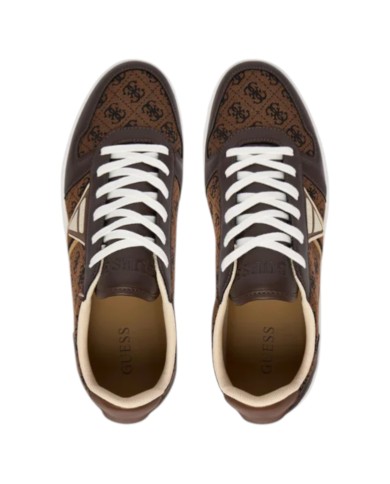 Sneakers Guess Uomo Vincent 4G Triangle Logo Cotton Leather Brown