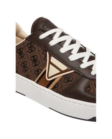 Sneakers Guess Uomo Vincent 4G Triangle Logo Cotton Leather Brown