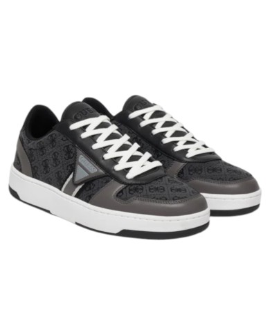 Sneakers Guess Uomo Vincent 4G Triangle Logo Cotton Leather Coal Black