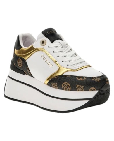 Sneakers Guess Donna Camrio Platform 4G Logo Peony Leather White Brown Gold